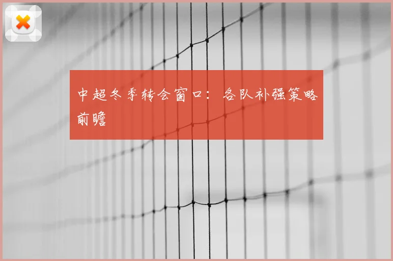 中超冬季转会窗口:各队补强策略前瞻
